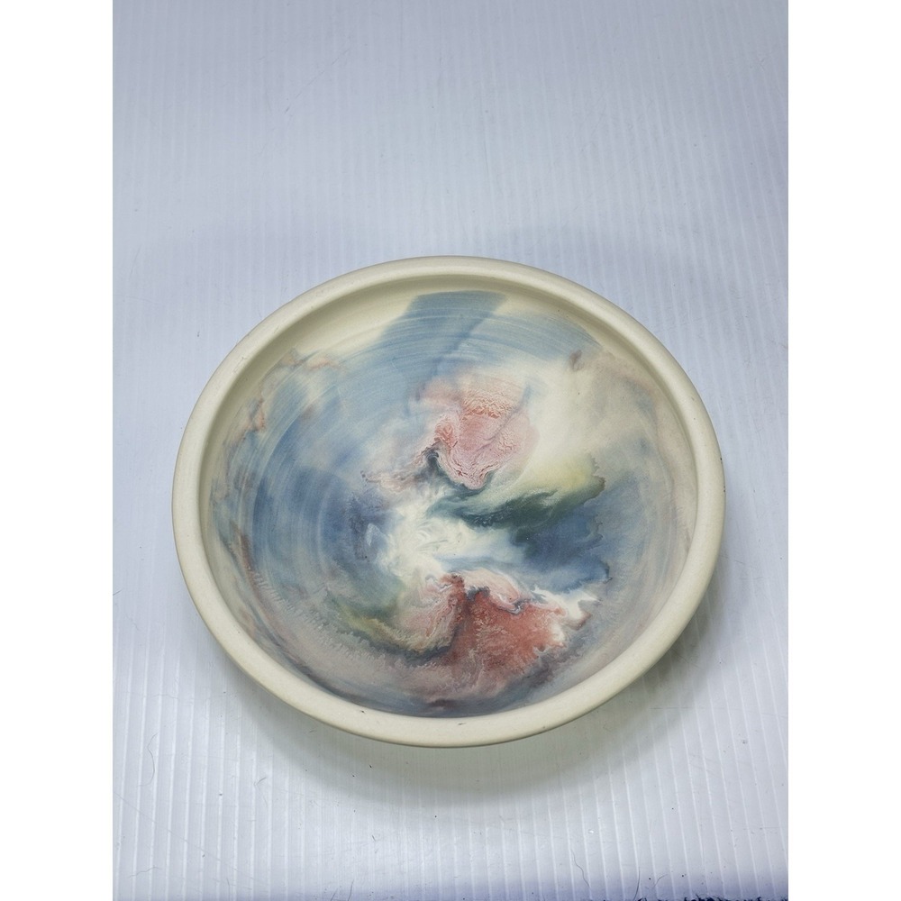 Handcrafted Wheel Thrown Vintage Pottery Swirl Bowl Signed Croyle Tide Lites 98